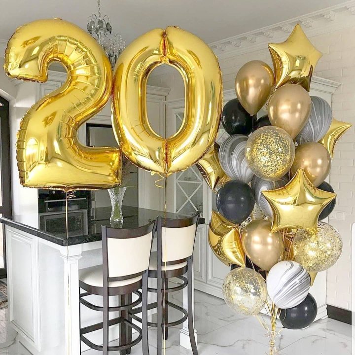 Фольгированный шар Золотая Цифра в Владивостоке