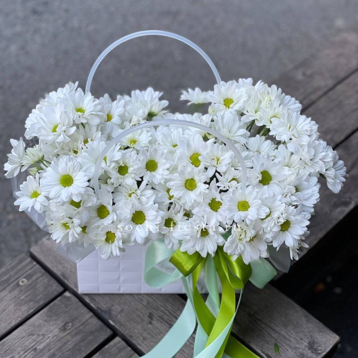 Сумка с хризантемами ромашками в Владивостоке