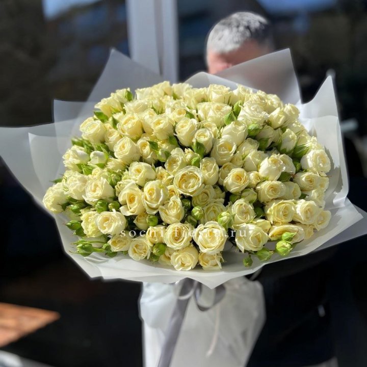 Белые кустовые розы 31 шт в Владивостоке