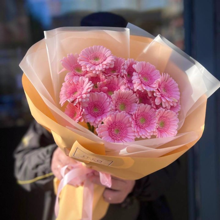 17 розовых гербер  в Владивостоке