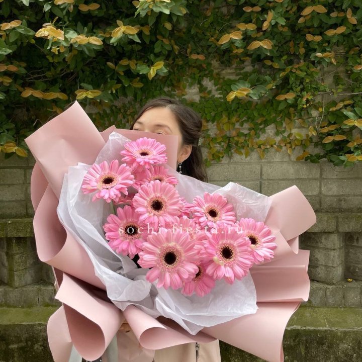 13 розовых гербер в Владивостоке