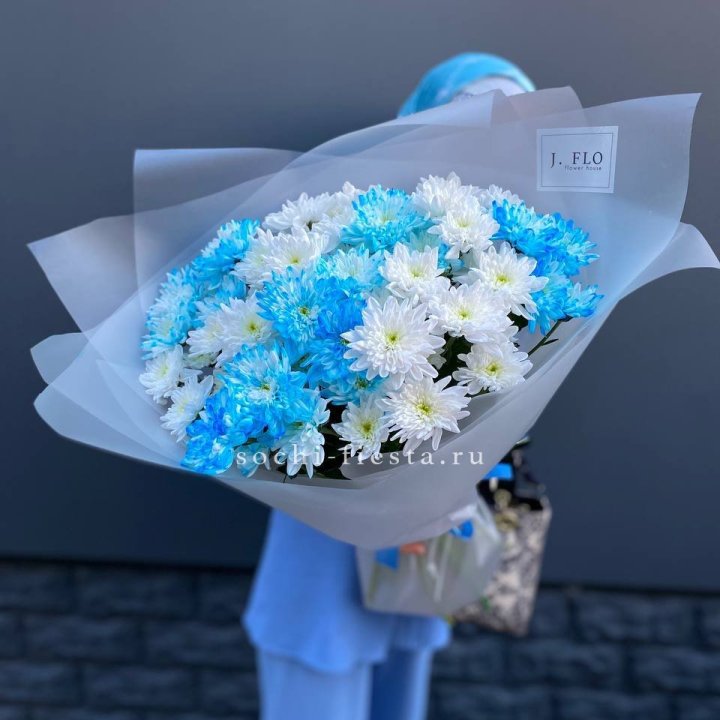 Букет хризантем "Голубая снежинка" в Владивостоке