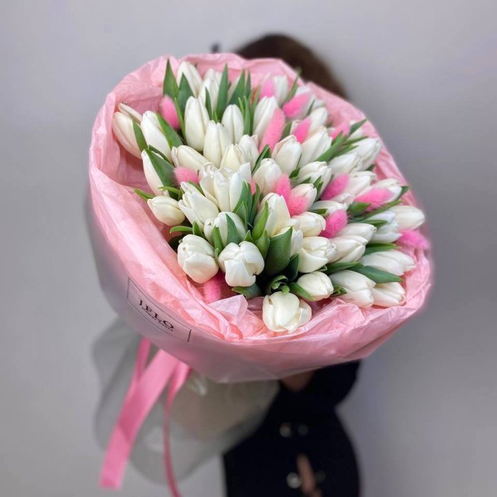51 белый тюльпан "Рози" в Владивостоке