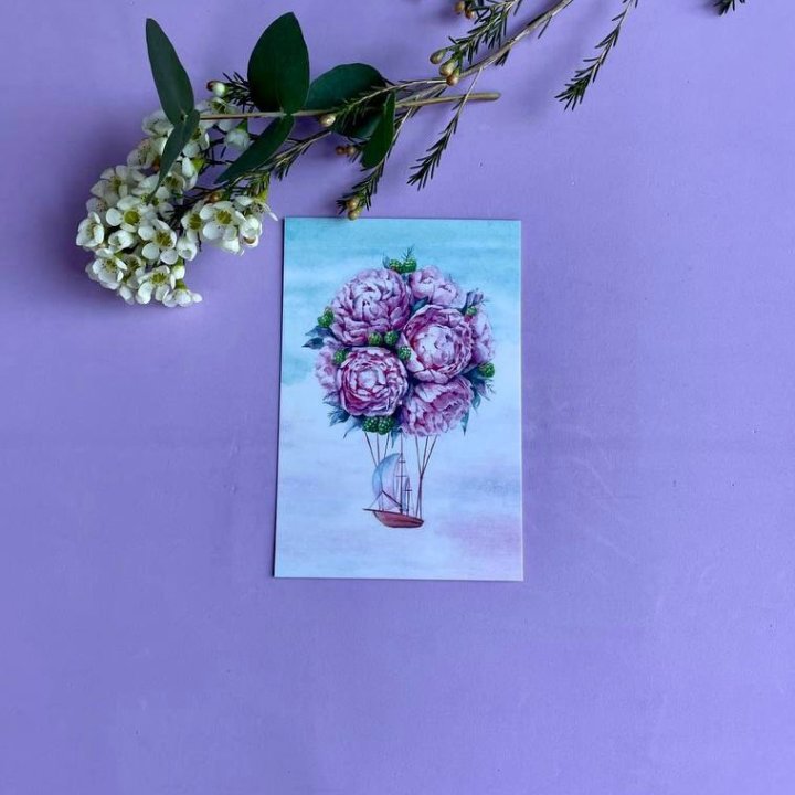 Открытка к букету "Пион" в Владивостоке