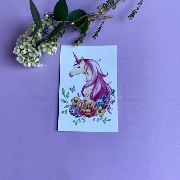 Открытка к букету "Единорог" в Владивостоке