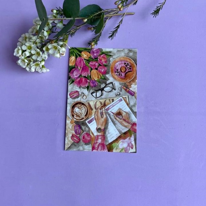 Открытка к букету "Леди на работе" в Владивостоке