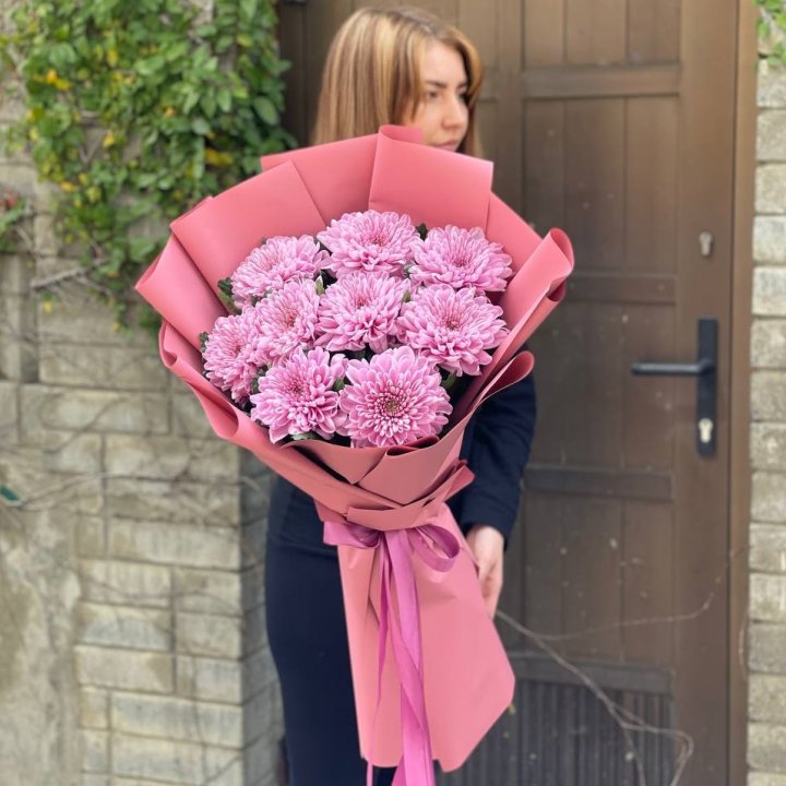 Букет хризантем розовый в Владивостоке
