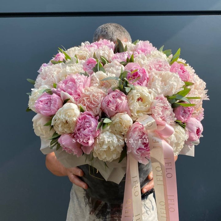 51 пионов в боксе в Владивостоке