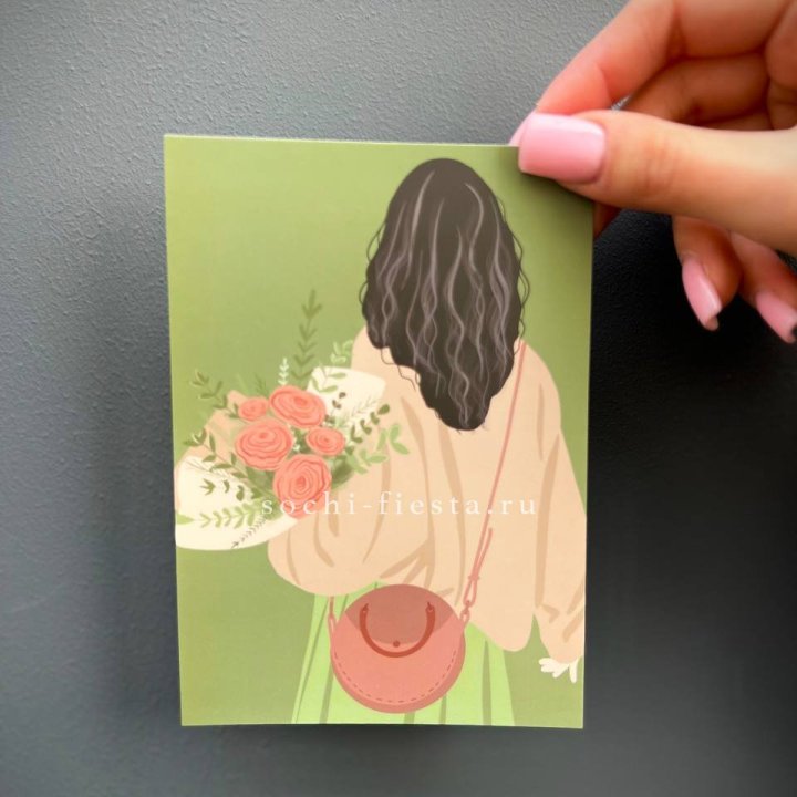 Открытка к букету "Потрясающая девушка" в Владивостоке