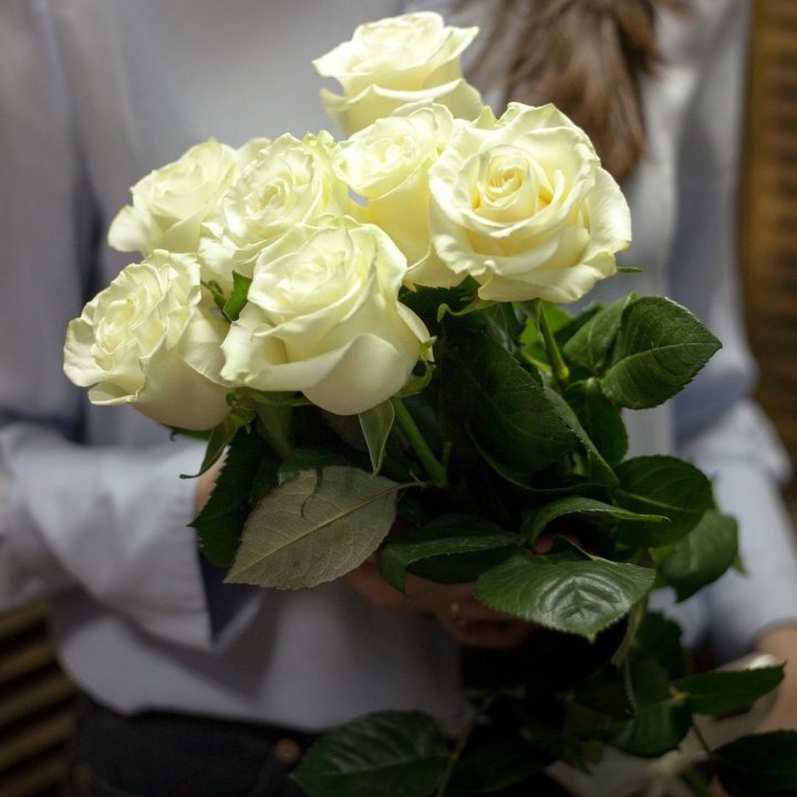 7 белых роз в Владивостоке