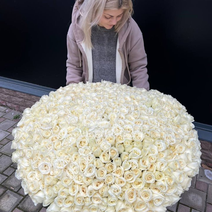 501 белая роза в корзине в Владивостоке