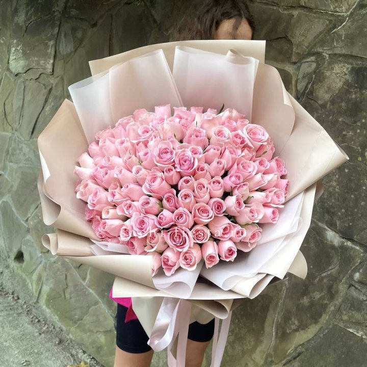 101 нежно-розовая роза Каролина  в Владивостоке