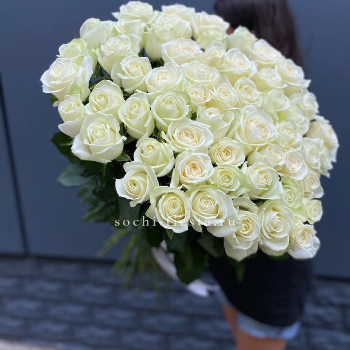 51 белоснежная высокая роза в Владивостоке