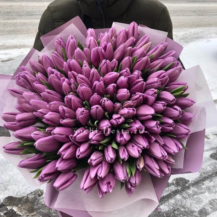 101 сиреневый тюльпан в Владивостоке